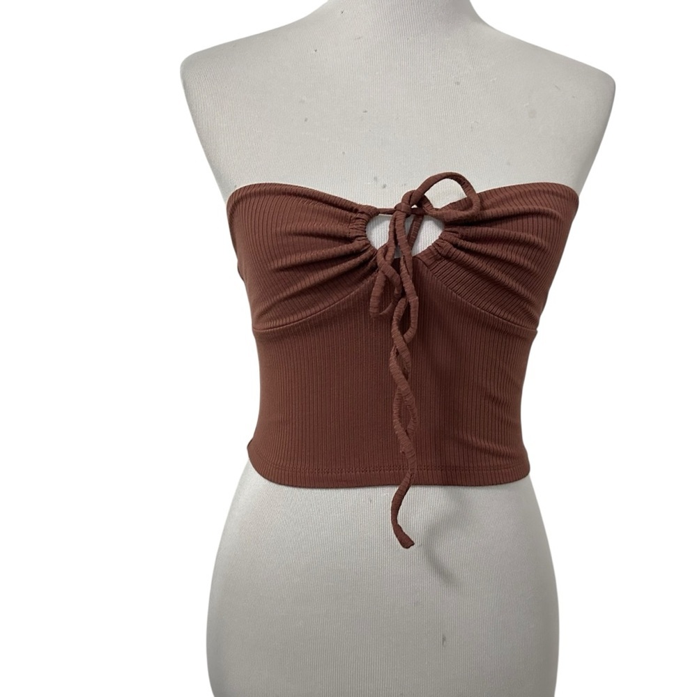 Aritzia Wilfred Womens Merci Ribbed Halter Cropped Top Size XS Brown - Picture 7 of 9